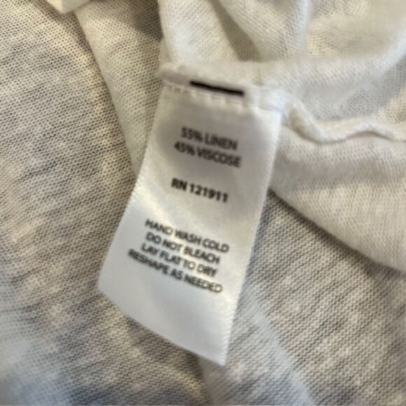 LNA Linen Blend White Slub Tee Gathered Center with Drape Tie Off Center Small - Picture 7 of 10